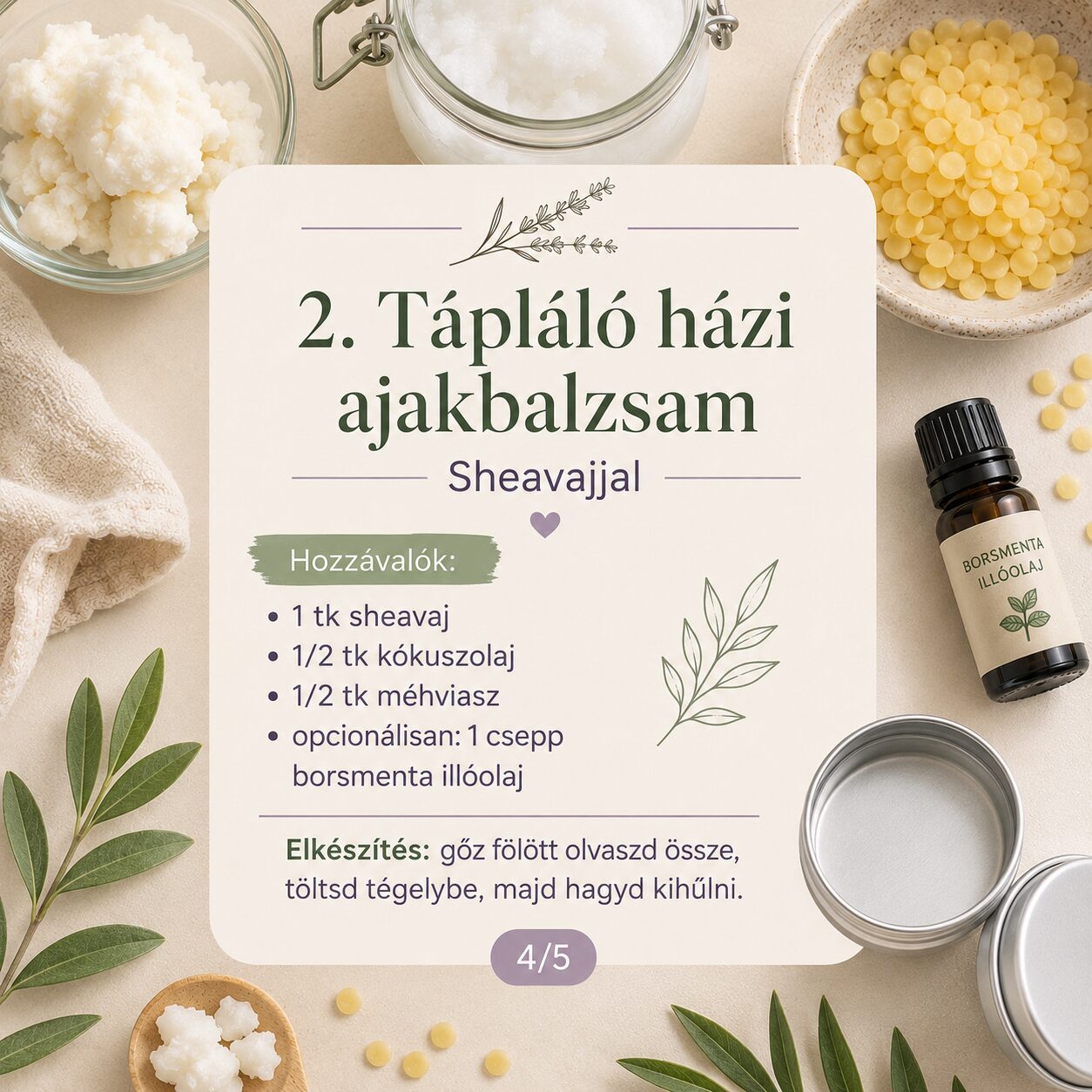 Tápláló házi ajakbalzsam recept sheavajjal