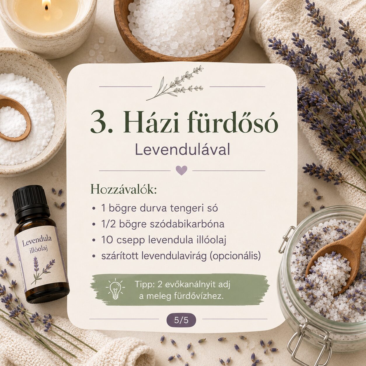 Házi fürdősó recept levendulával