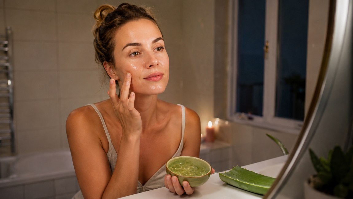 Aloe vera gél felvitele az arcra otthon