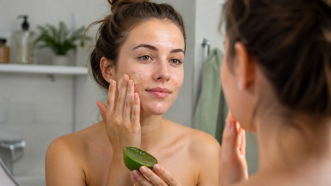 Aloe vera gél felvitele a bőrre